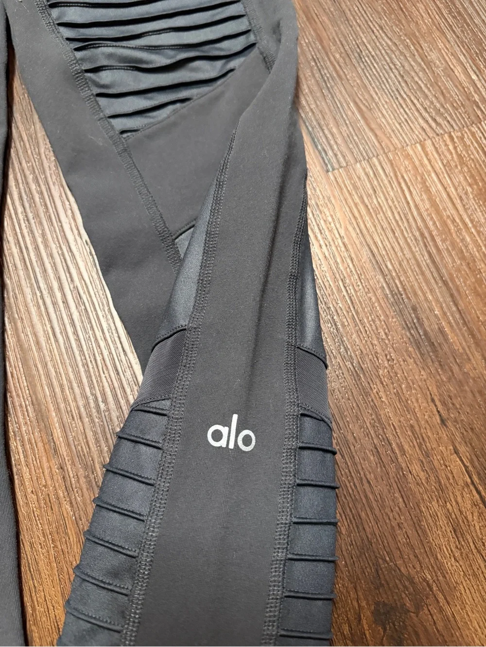 Alo Yoga Slate Gray Moto Leggings Ribbed Mesh Activewear